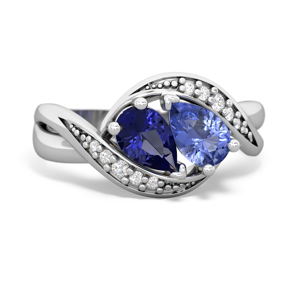 Lab Sapphire Summer Winds 14K White Gold ring R5342