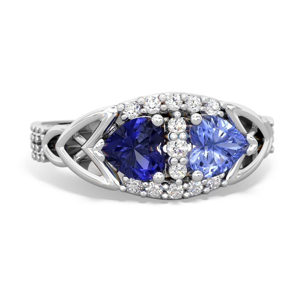 Lab Sapphire Sparkling Celtic Knot 14K White Gold ring R2645