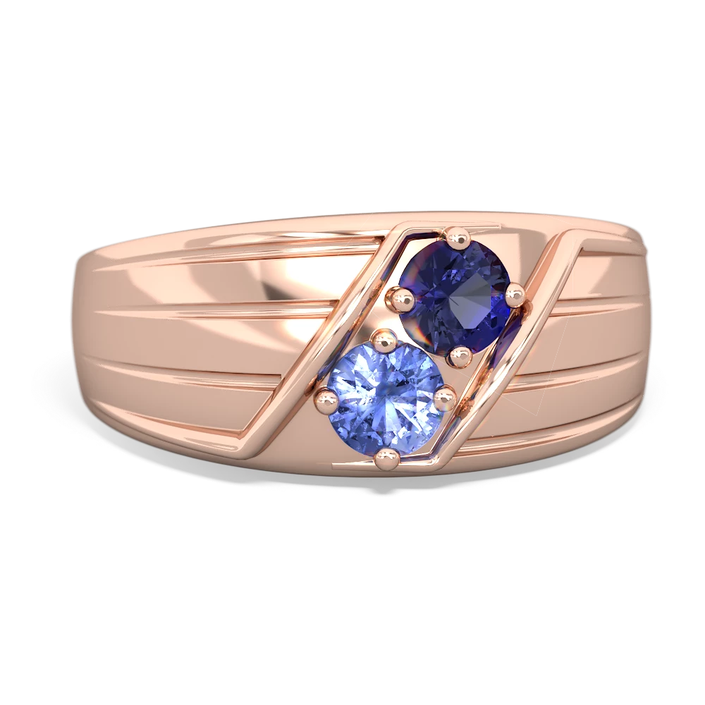 Lab Sapphire Men's Streamline 14K Rose Gold ring R0460