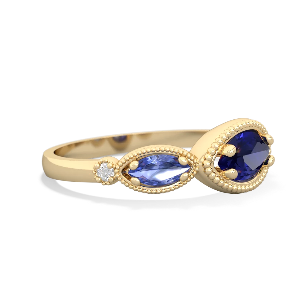 Lab Sapphire Milgrain Marquise 14K Yellow Gold ring R5700