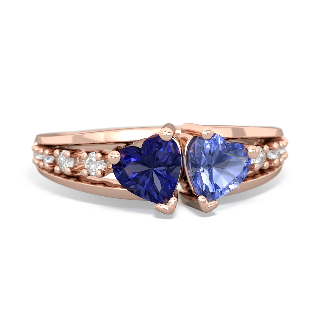 Lab Sapphire Heart To Heart 14K Rose Gold ring R3342