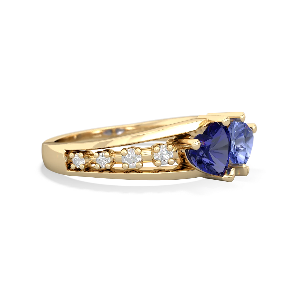 Lab Sapphire Heart To Heart 14K Yellow Gold ring R3342