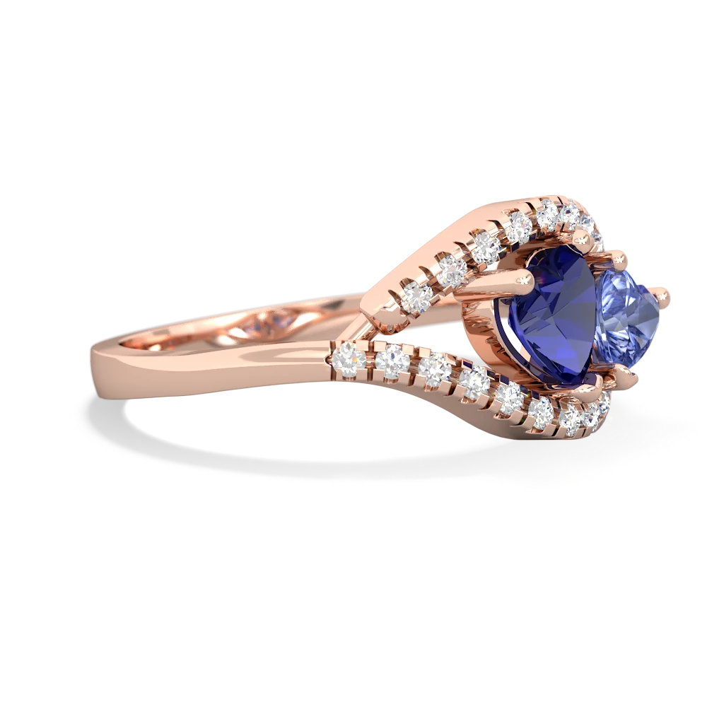 Lab Sapphire Mother And Child 14K Rose Gold ring R3010