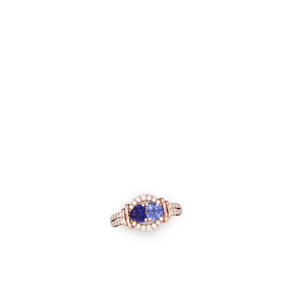 Lab Sapphire Art-Deco Keepsake 14K Rose Gold ring R5630