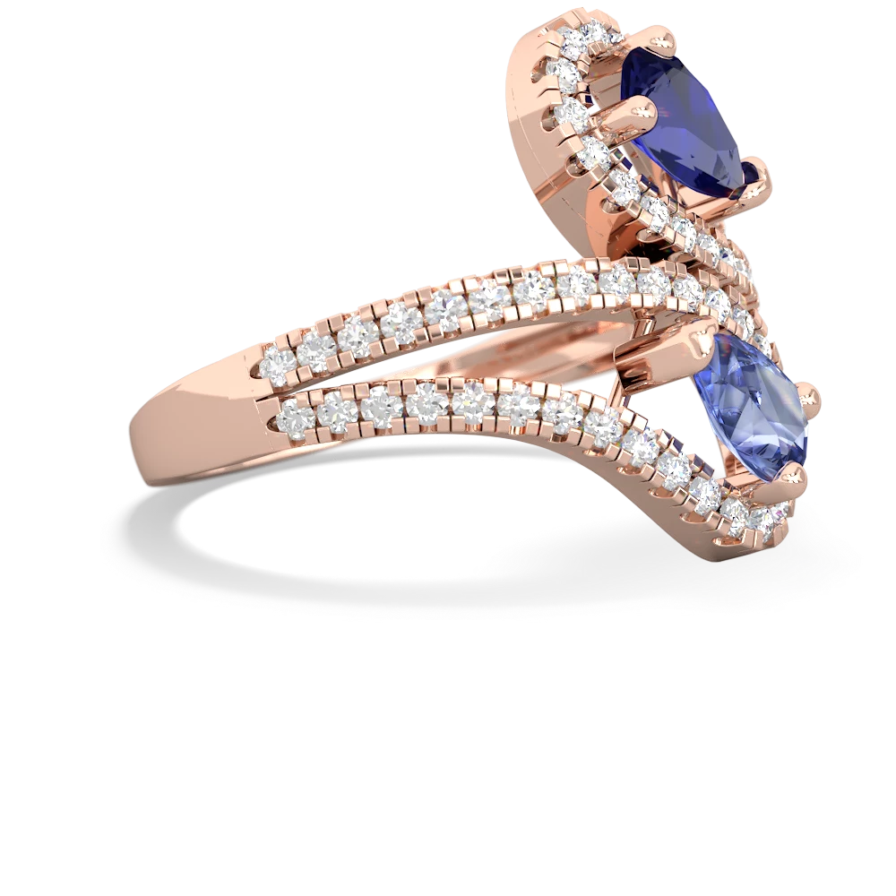Lab Sapphire Diamond Dazzler 14K Rose Gold ring R3000