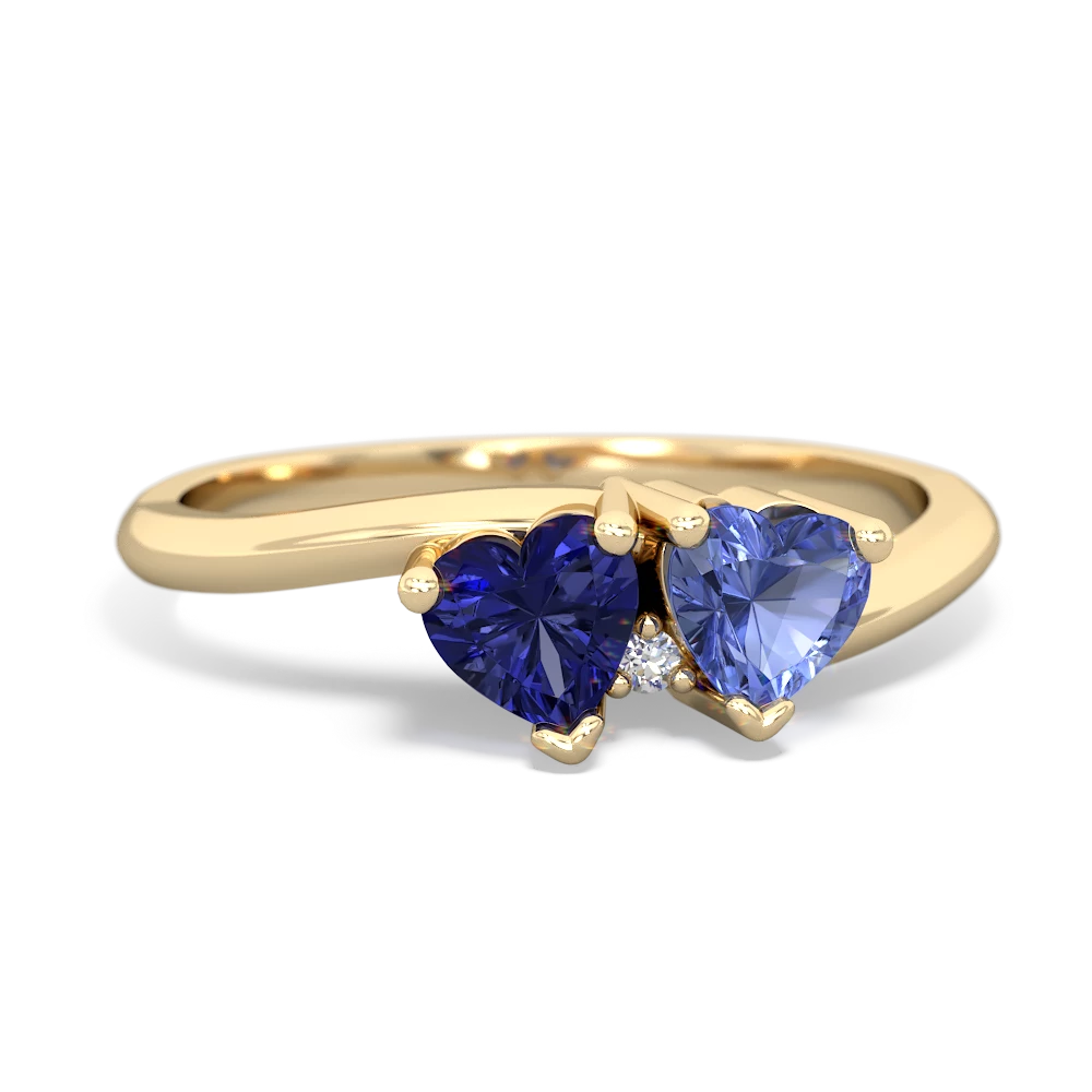 Lab Sapphire Sweethearts 14K Yellow Gold ring R5260