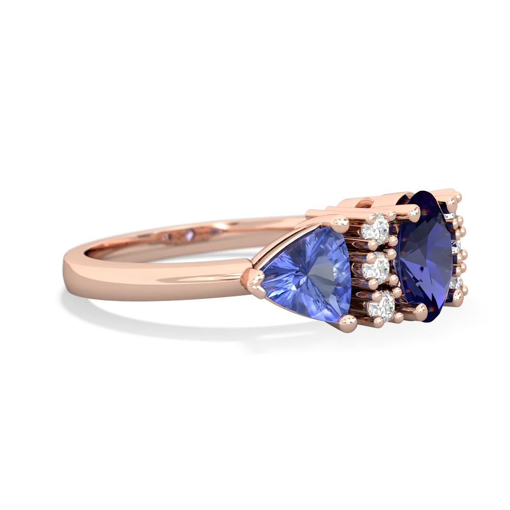 Lab Sapphire Antique Style Three Stone 14K Rose Gold ring R2186