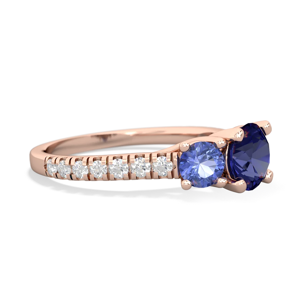 Lab Sapphire Pave Trellis 14K Rose Gold ring R5500