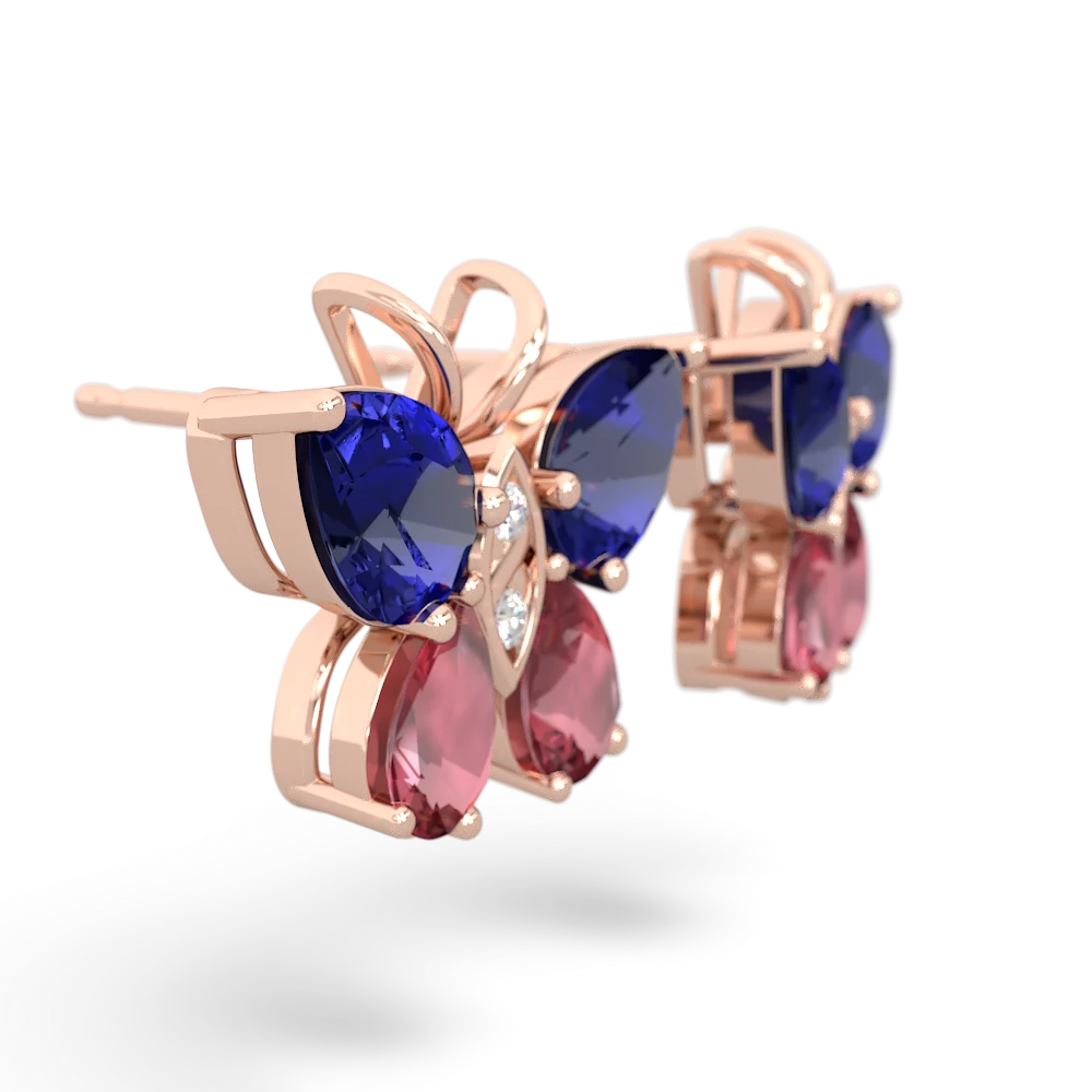 Lab Sapphire Butterfly 14K Rose Gold earrings E2215