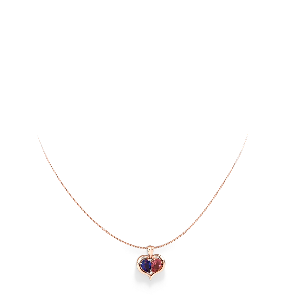 Lab Sapphire Two Become One 14K Rose Gold pendant P5330