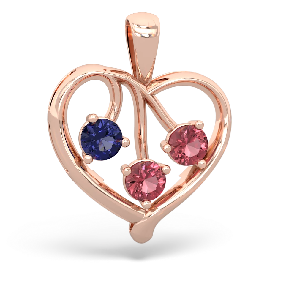 Lab Sapphire Glowing Heart 14K Rose Gold pendant P2233