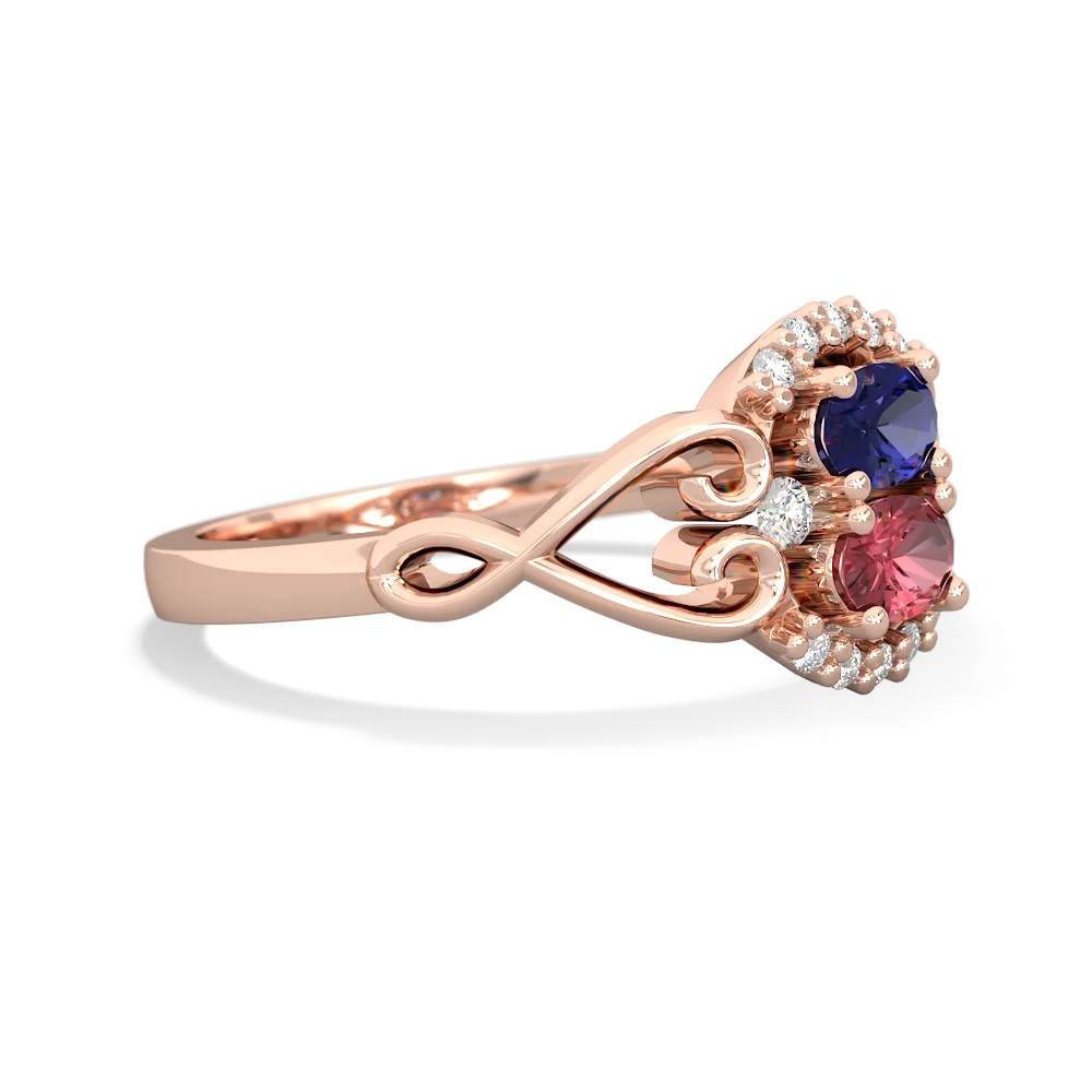 Lab Sapphire Love Nest 14K Rose Gold ring R5860