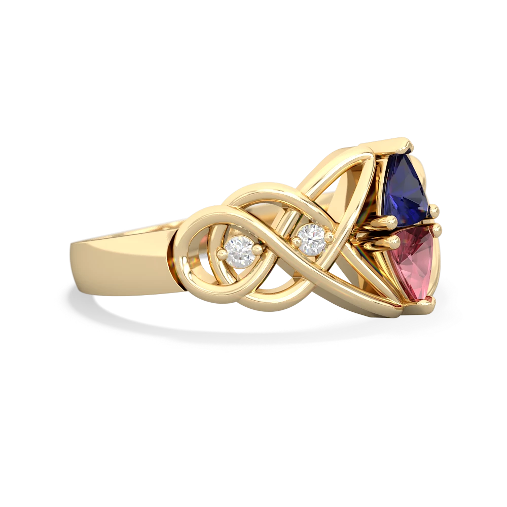 Lab Sapphire Keepsake Celtic Knot 14K Yellow Gold ring R5300