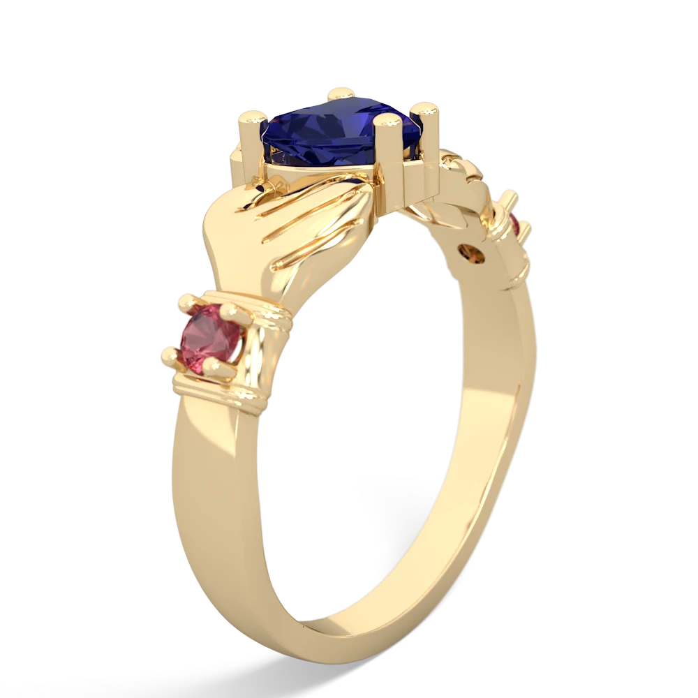 Lab Sapphire Claddagh Keepsake 14K Yellow Gold ring R5245