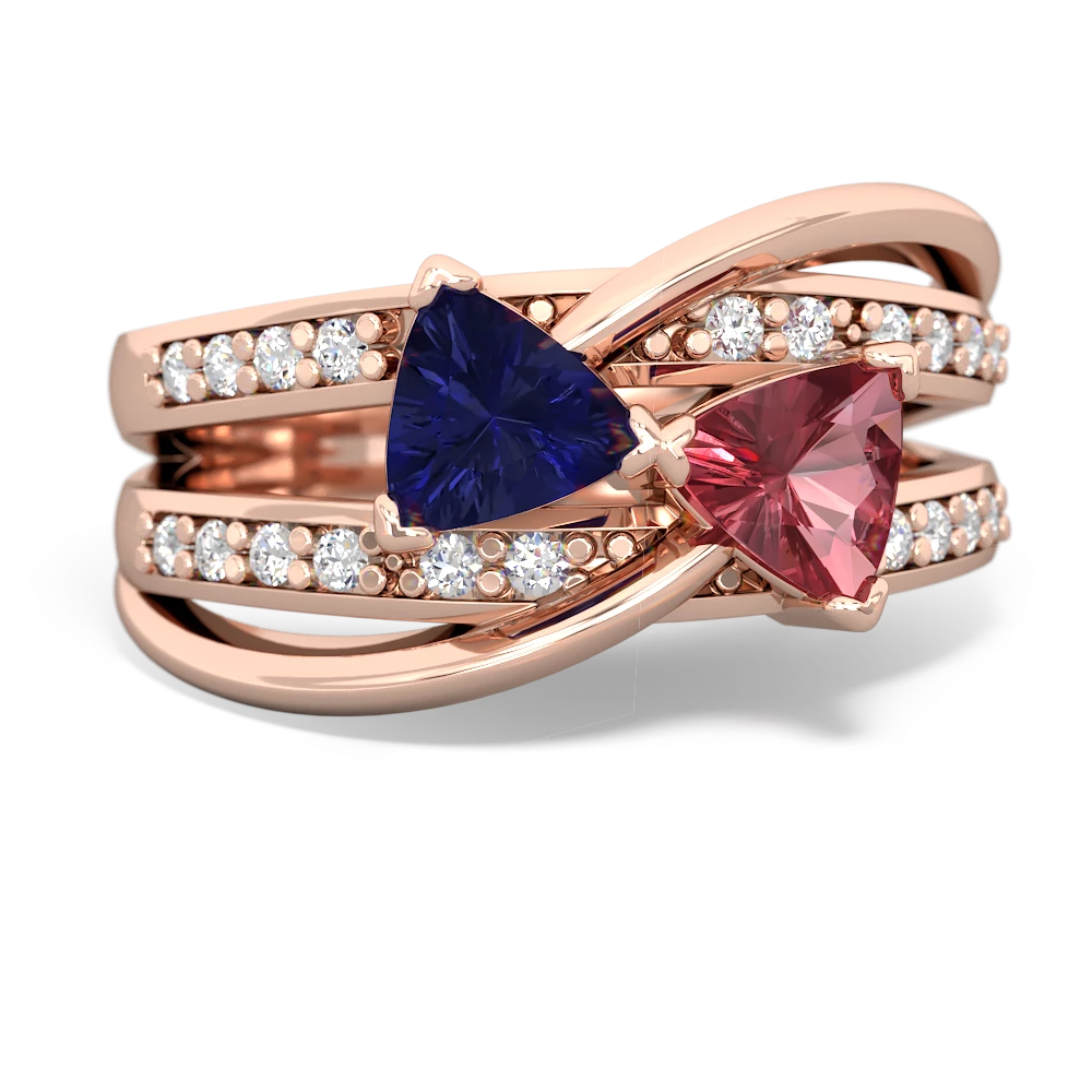 Lab Sapphire Bowtie 14K Rose Gold ring R2360