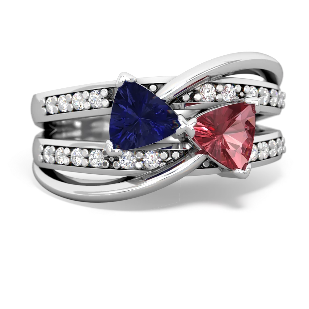 Lab Sapphire Bowtie 14K White Gold ring R2360