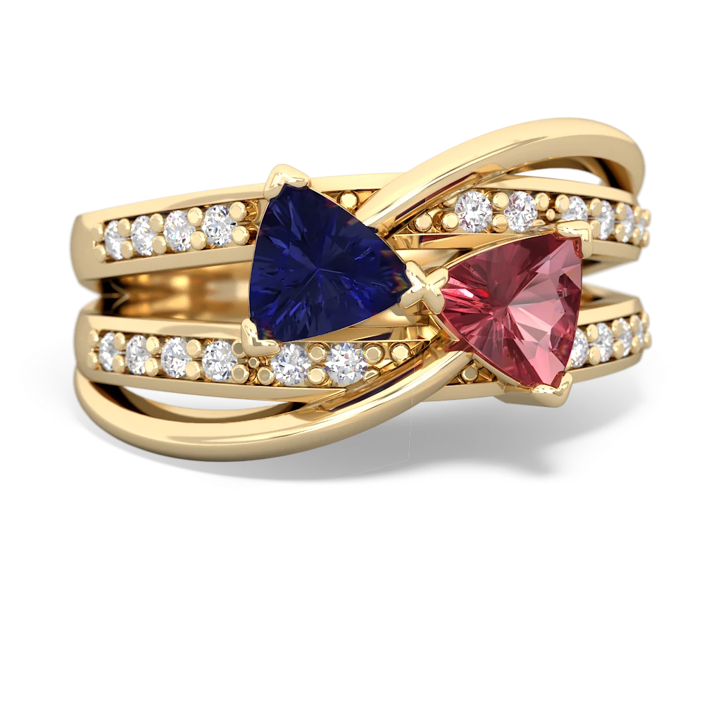 Lab Sapphire Bowtie 14K Yellow Gold ring R2360