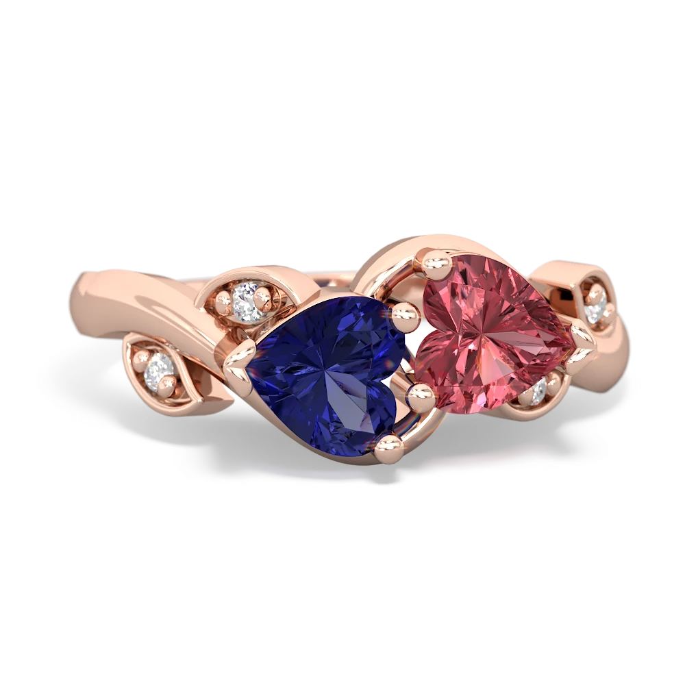 Lab Sapphire Floral Elegance 14K Rose Gold ring R5790