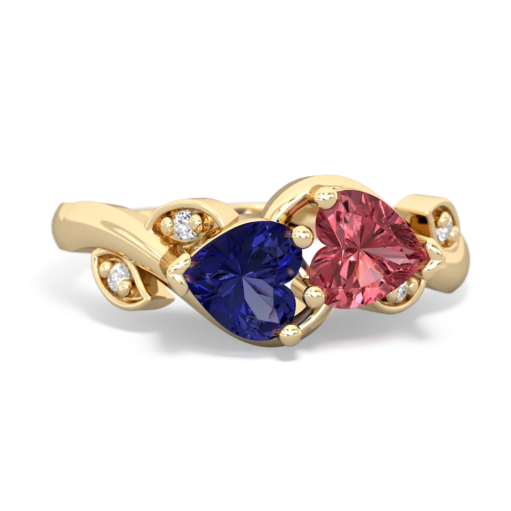 Lab Sapphire Floral Elegance 14K Yellow Gold ring R5790