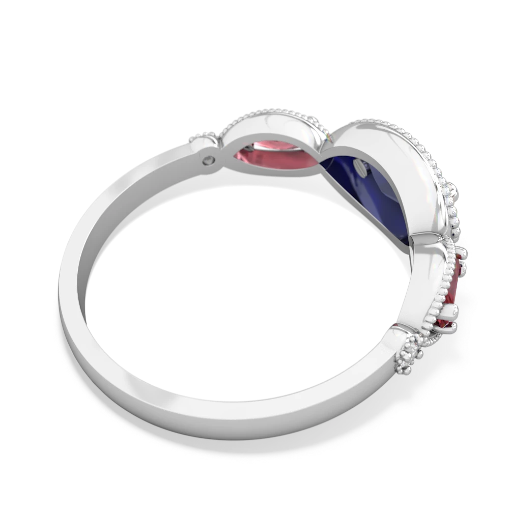 Lab Sapphire Milgrain Marquise 14K White Gold ring R5700