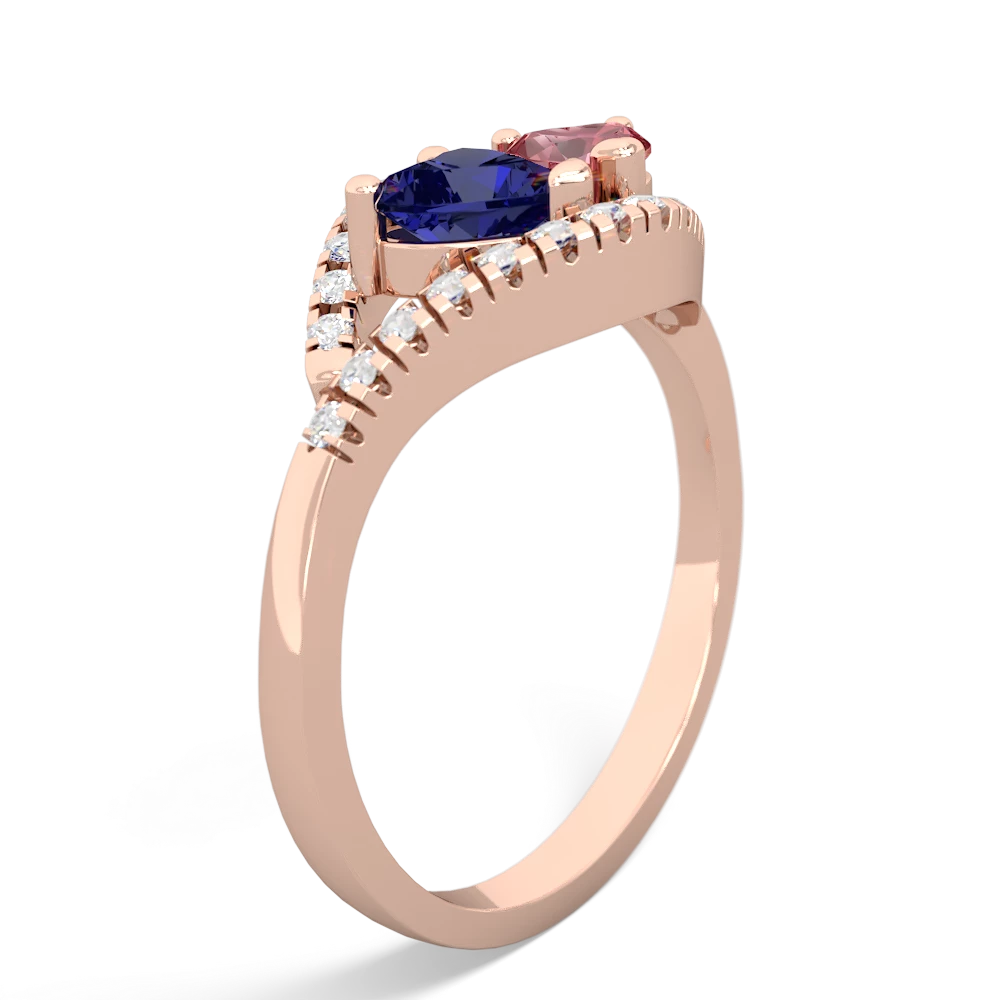 Lab Sapphire Mother And Child 14K Rose Gold ring R3010