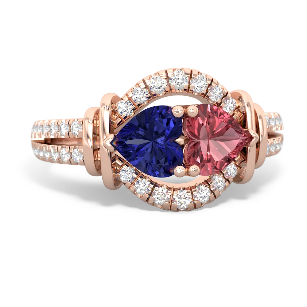 Lab Sapphire Art-Deco Keepsake 14K Rose Gold ring R5630