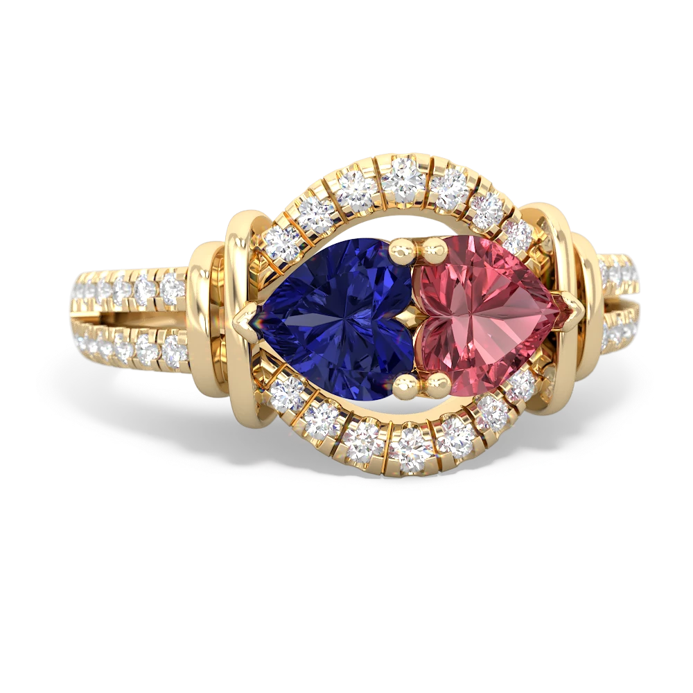 Lab Sapphire Art-Deco Keepsake 14K Yellow Gold ring R5630