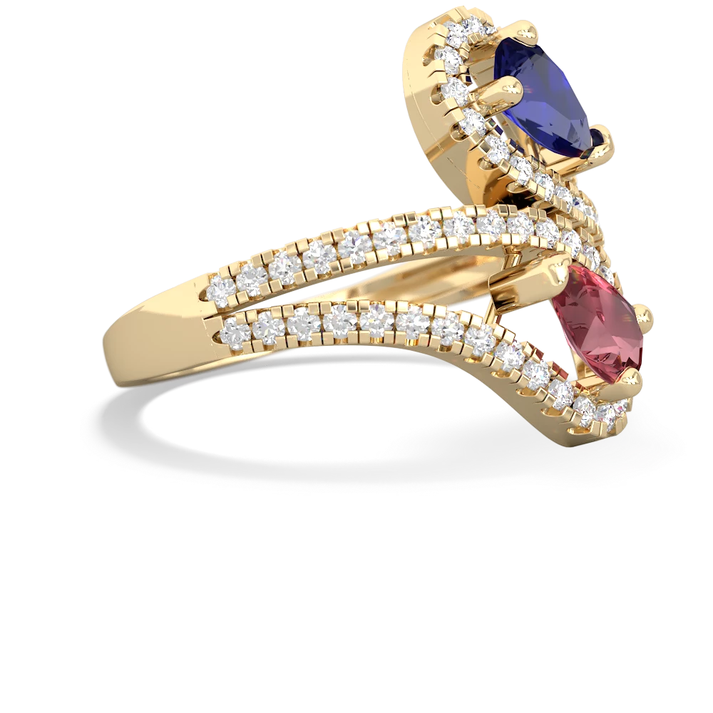 Lab Sapphire Diamond Dazzler 14K Yellow Gold ring R3000