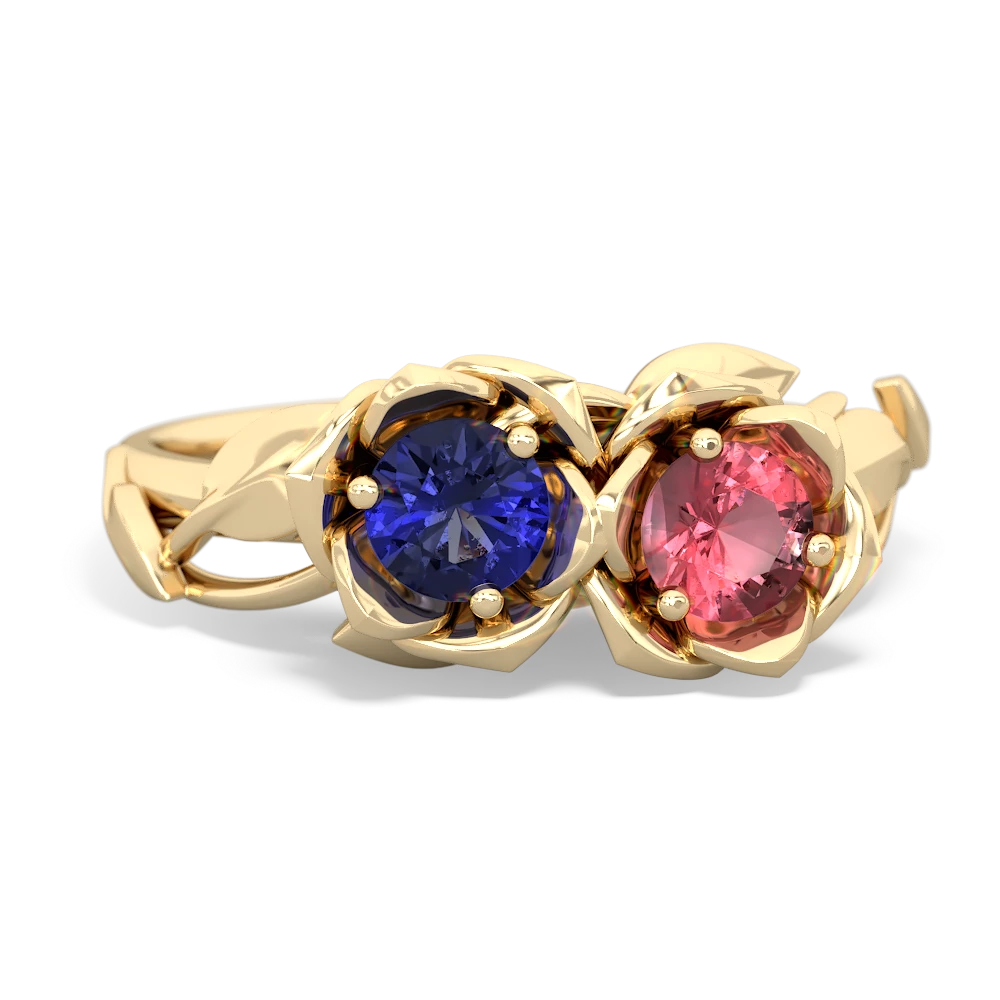 Lab Sapphire Rose Garden 14K Yellow Gold ring R5510