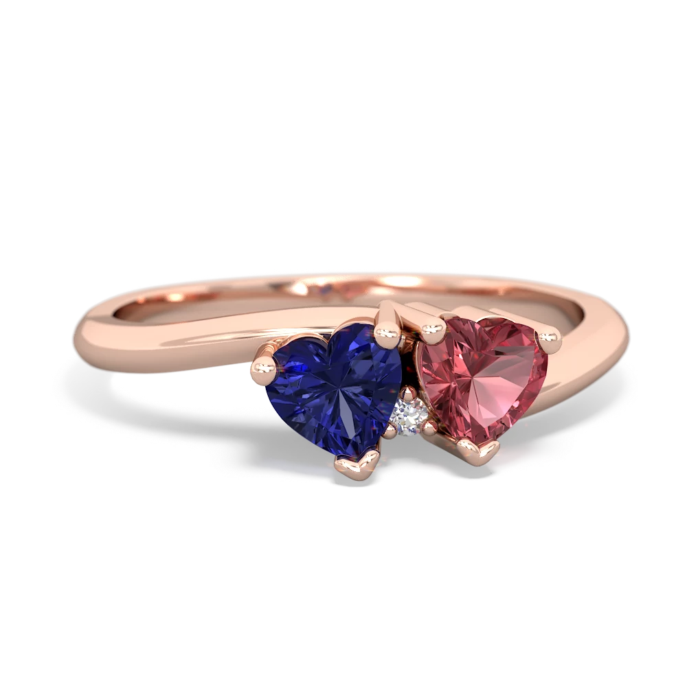 Lab Sapphire Sweethearts 14K Rose Gold ring R5260