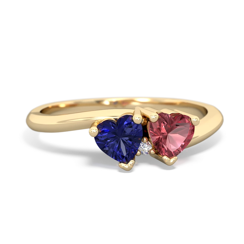 Lab Sapphire Sweethearts 14K Yellow Gold ring R5260