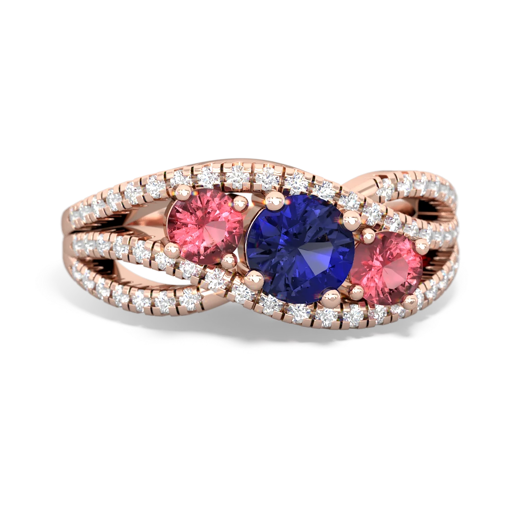 Lab Sapphire Three Stone Aurora 14K Rose Gold ring R3080