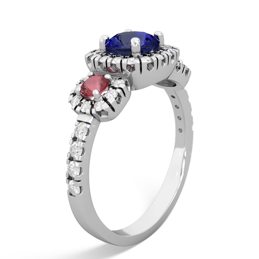 Lab Sapphire Regal Halo 14K White Gold ring R5350