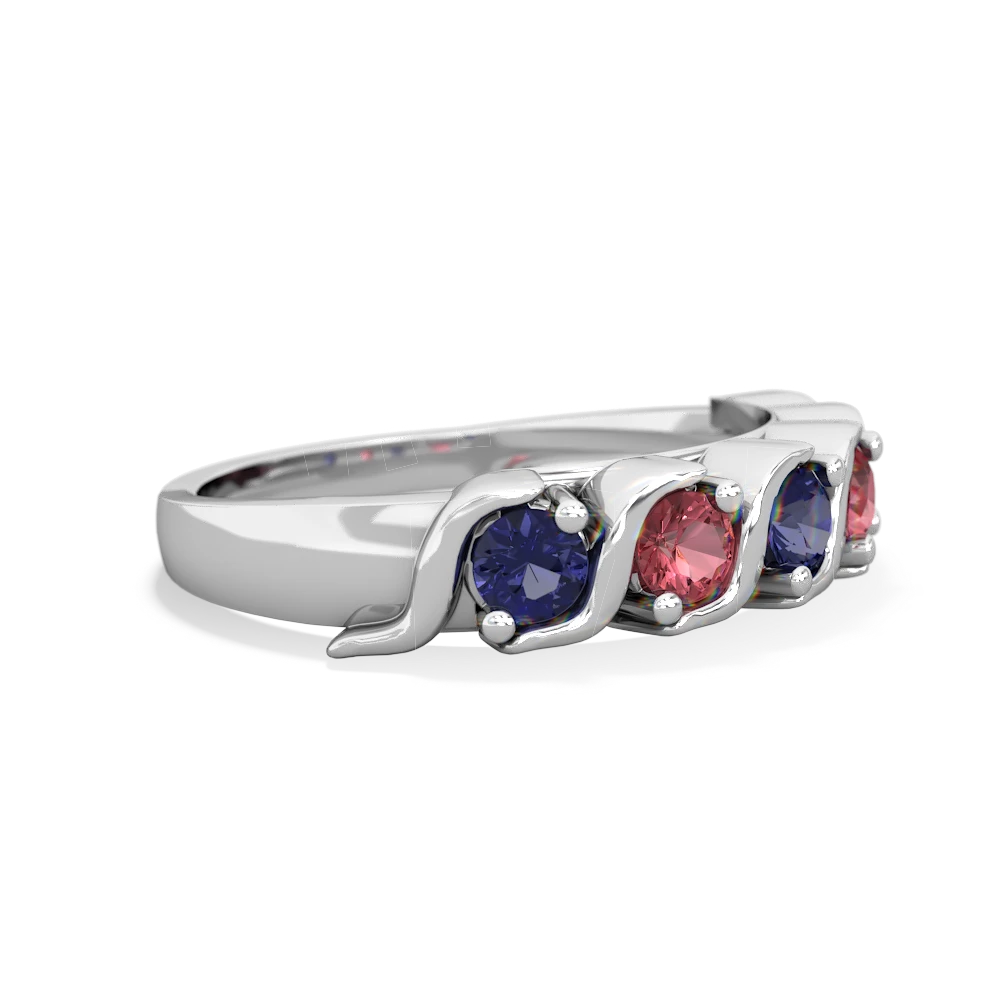 Lab Sapphire Anniversary Band 14K White Gold ring R2089