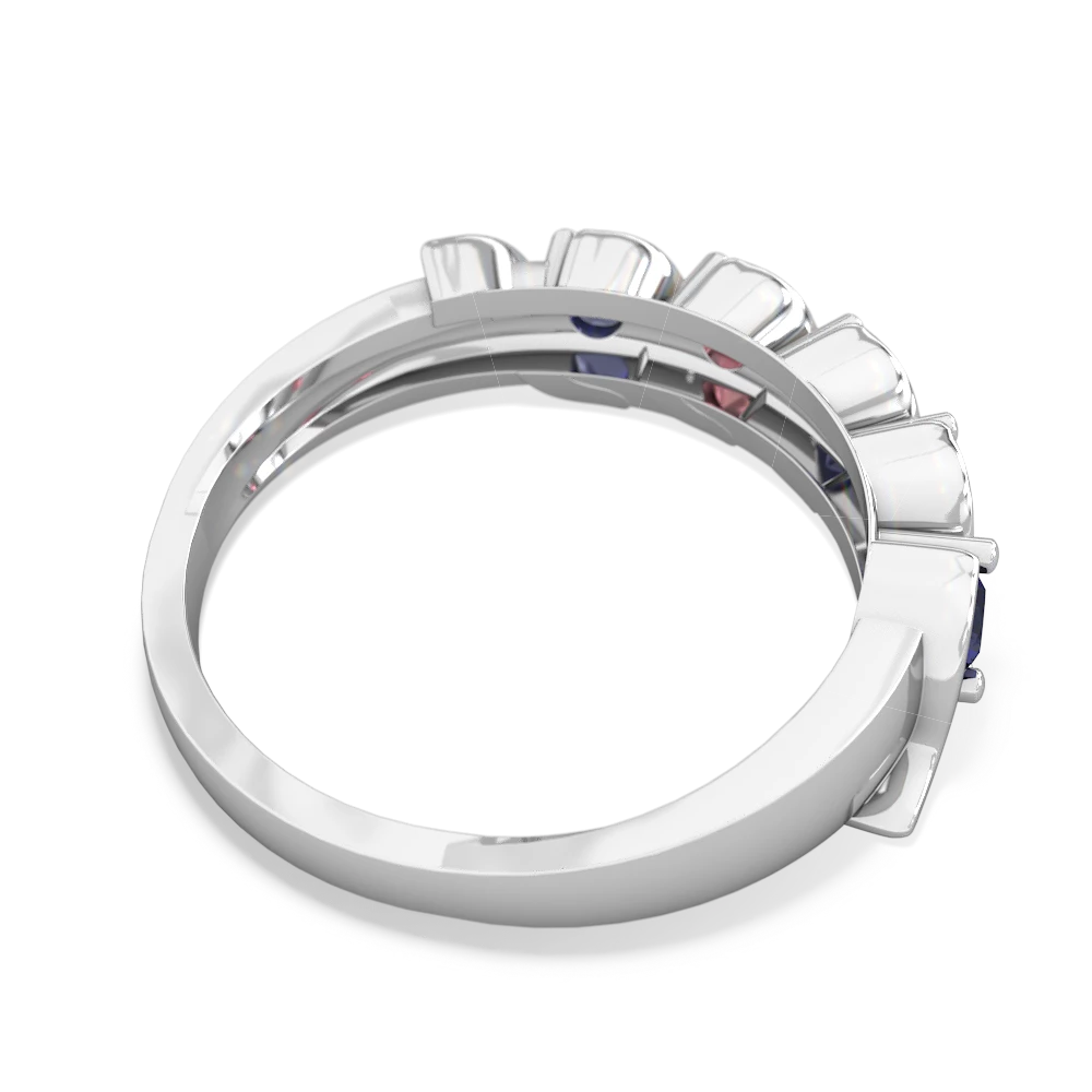 Lab Sapphire Anniversary Band 14K White Gold ring R2089