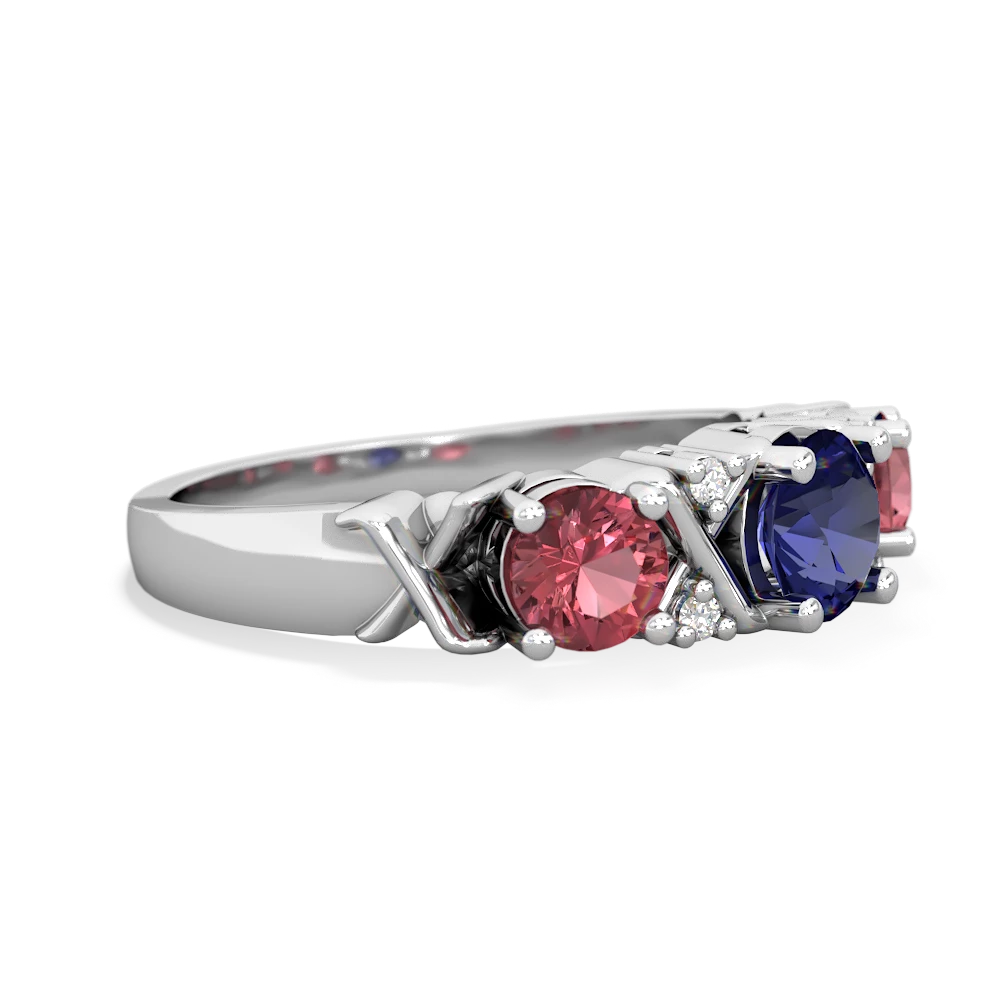 Lab Sapphire Hugs And Kisses 14K White Gold ring R5016