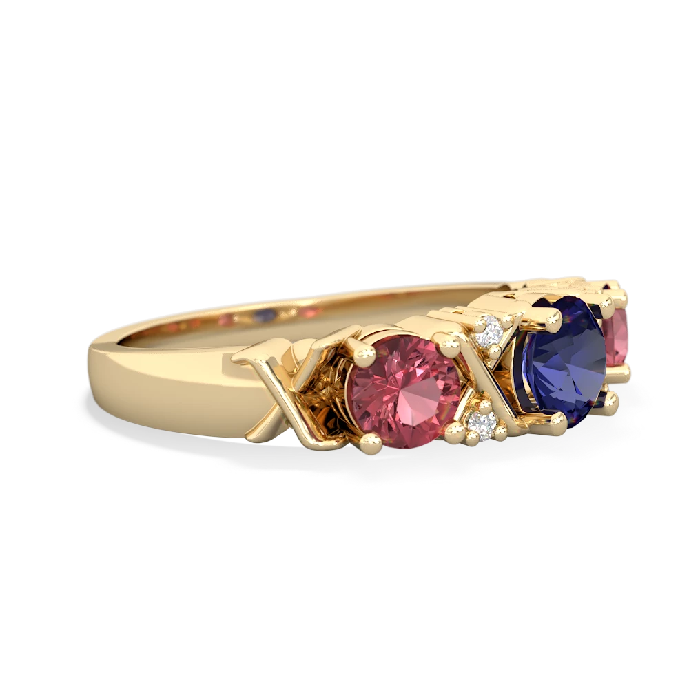 Lab Sapphire Hugs And Kisses 14K Yellow Gold ring R5016