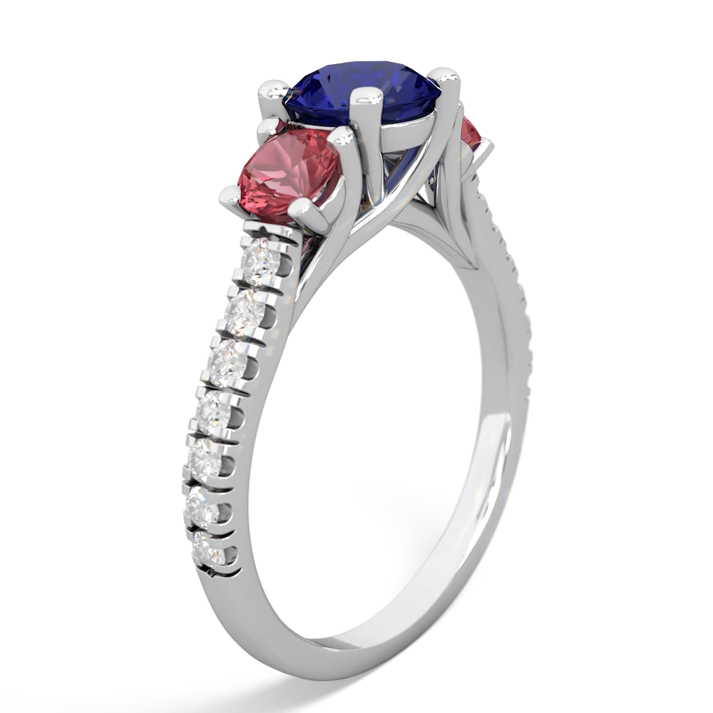 Lab Sapphire Pave Trellis 14K White Gold ring R5500