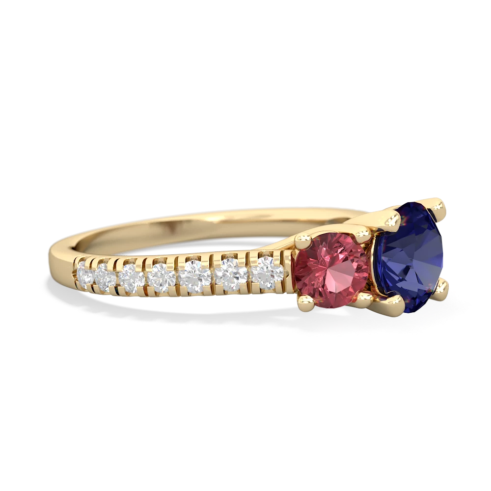 Lab Sapphire Pave Trellis 14K Yellow Gold ring R5500