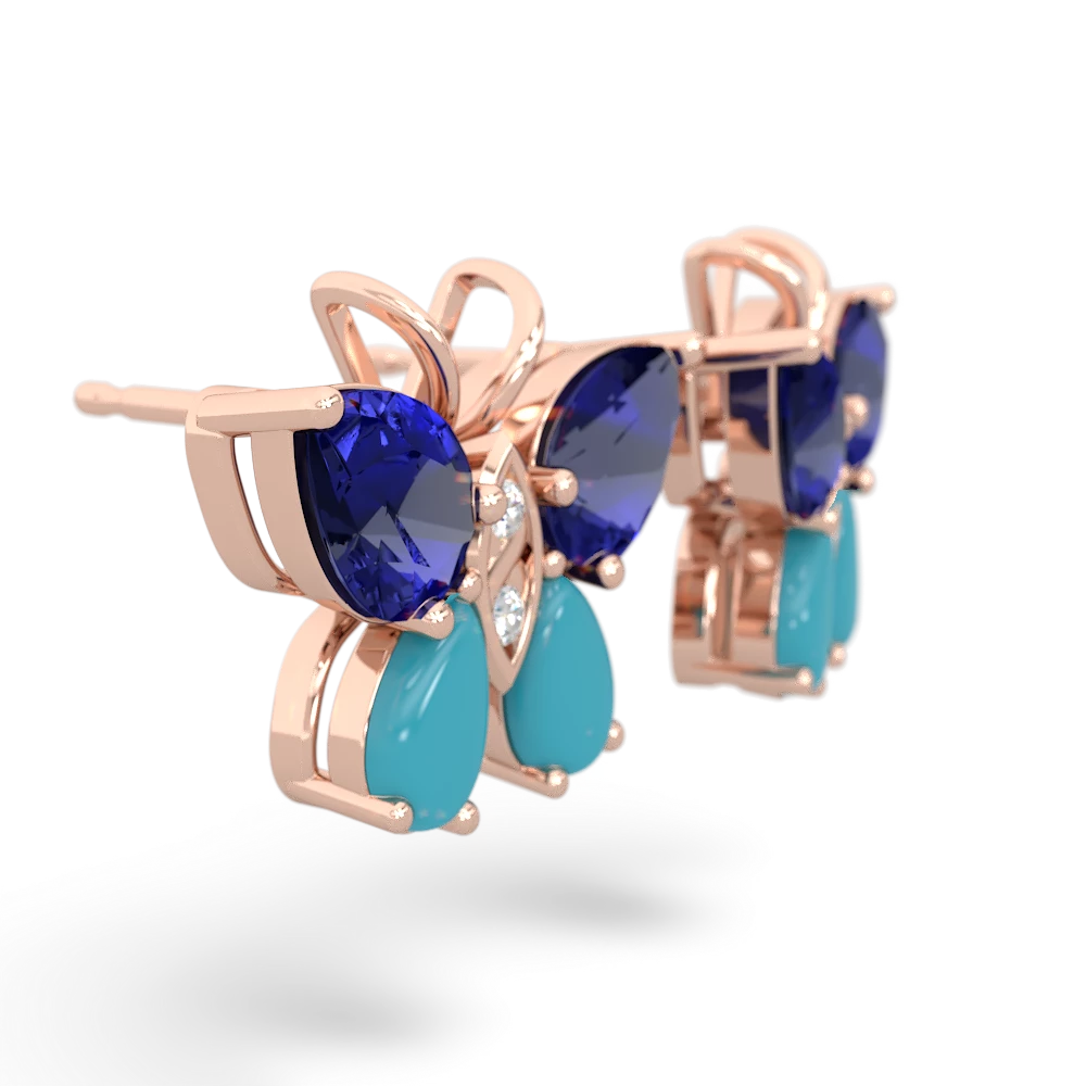 Lab Sapphire Butterfly 14K Rose Gold earrings E2215