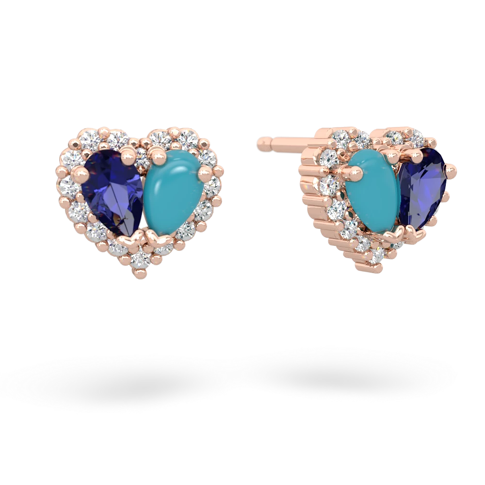 Lab Sapphire Halo 14K Rose Gold earrings E7008