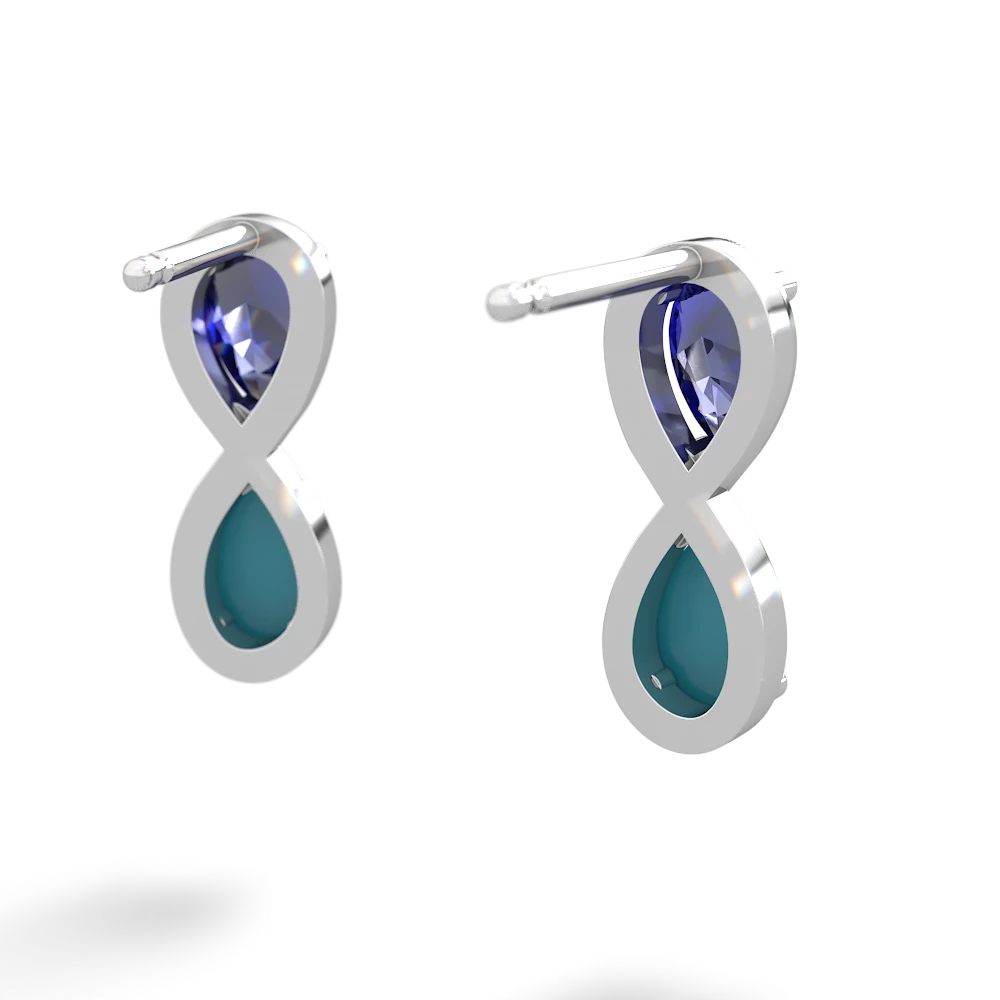 Lab Sapphire Infinity 14K White Gold earrings E5050