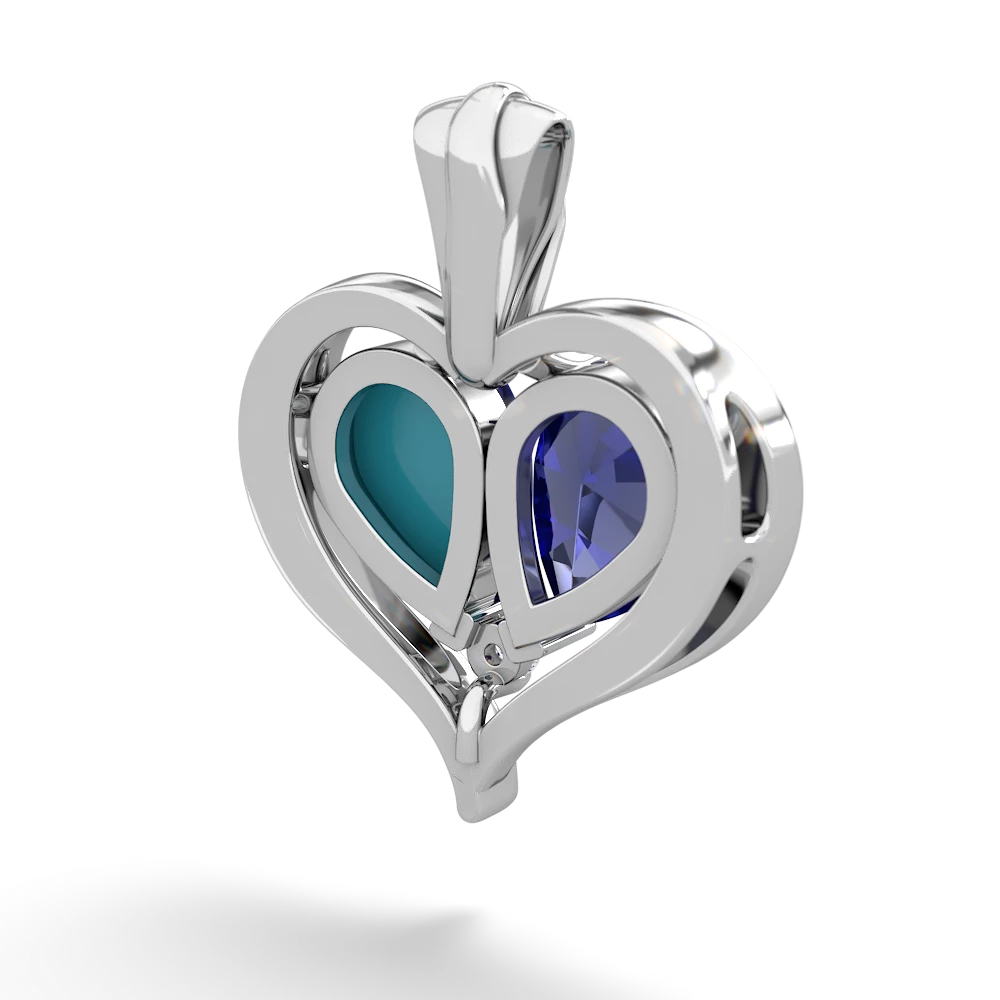 Lab Sapphire Two Become One 14K White Gold pendant P5330