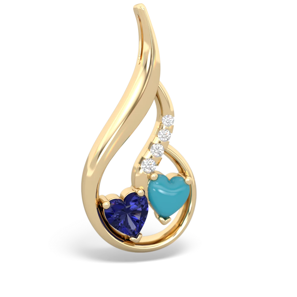 Lab Sapphire Keepsake Curves 14K Yellow Gold pendant P5450