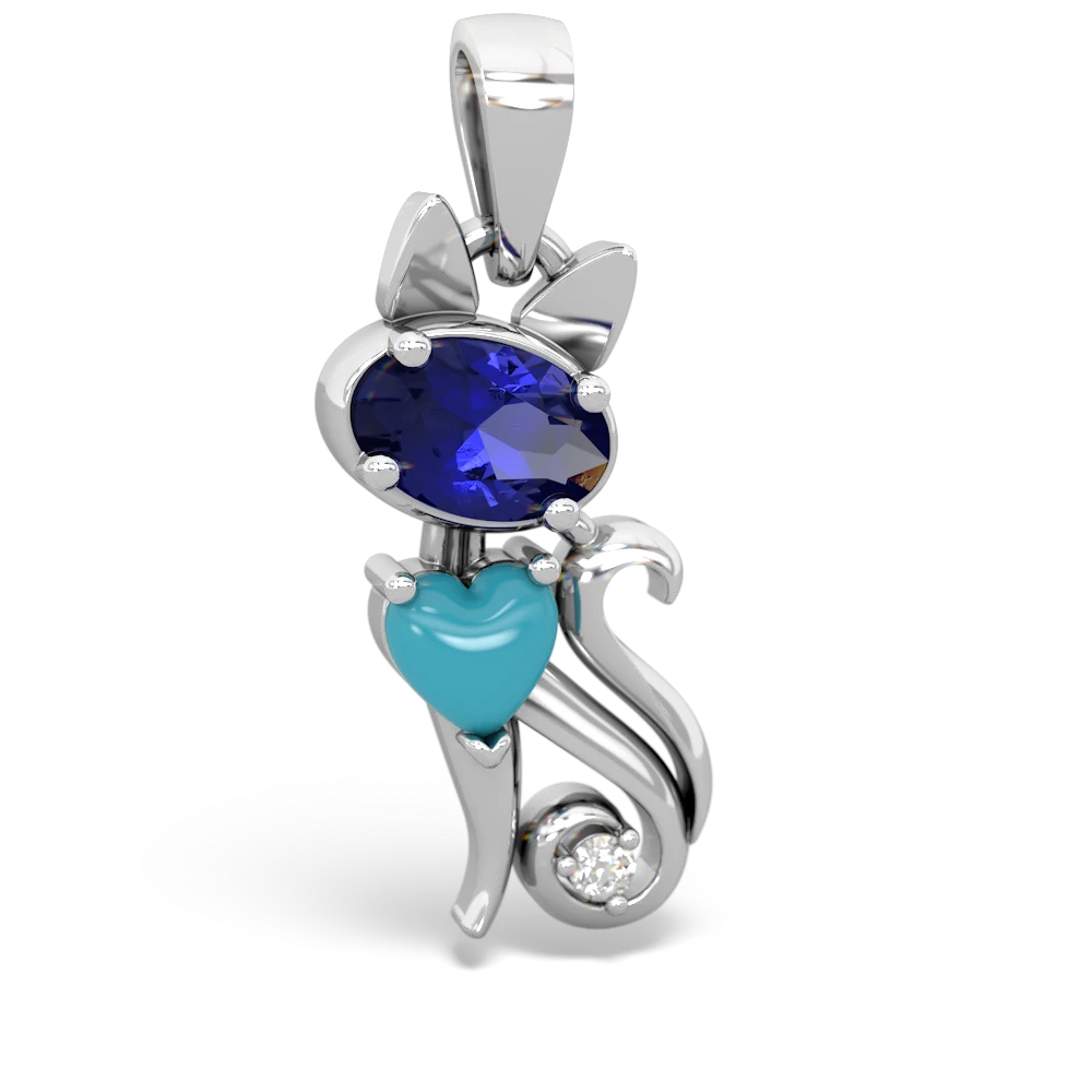 Lab Sapphire Kitten 14K White Gold pendant P5780