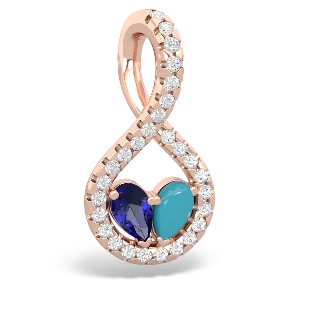 Lab Sapphire Pave Twist 'One Heart' 14K Rose Gold pendant P5360