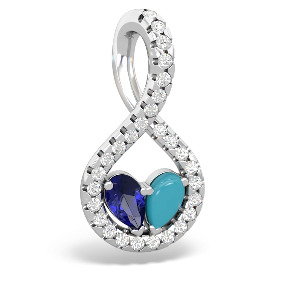 Lab Sapphire Pave Twist 'One Heart' 14K White Gold pendant P5360