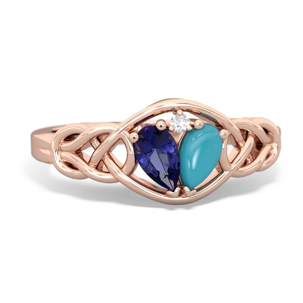 Lab Sapphire Celtic Love Knot 14K Rose Gold ring R5420