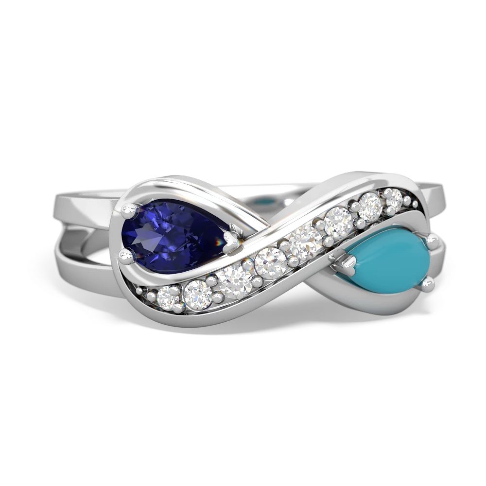 Lab Sapphire Diamond Infinity 14K White Gold ring R5390