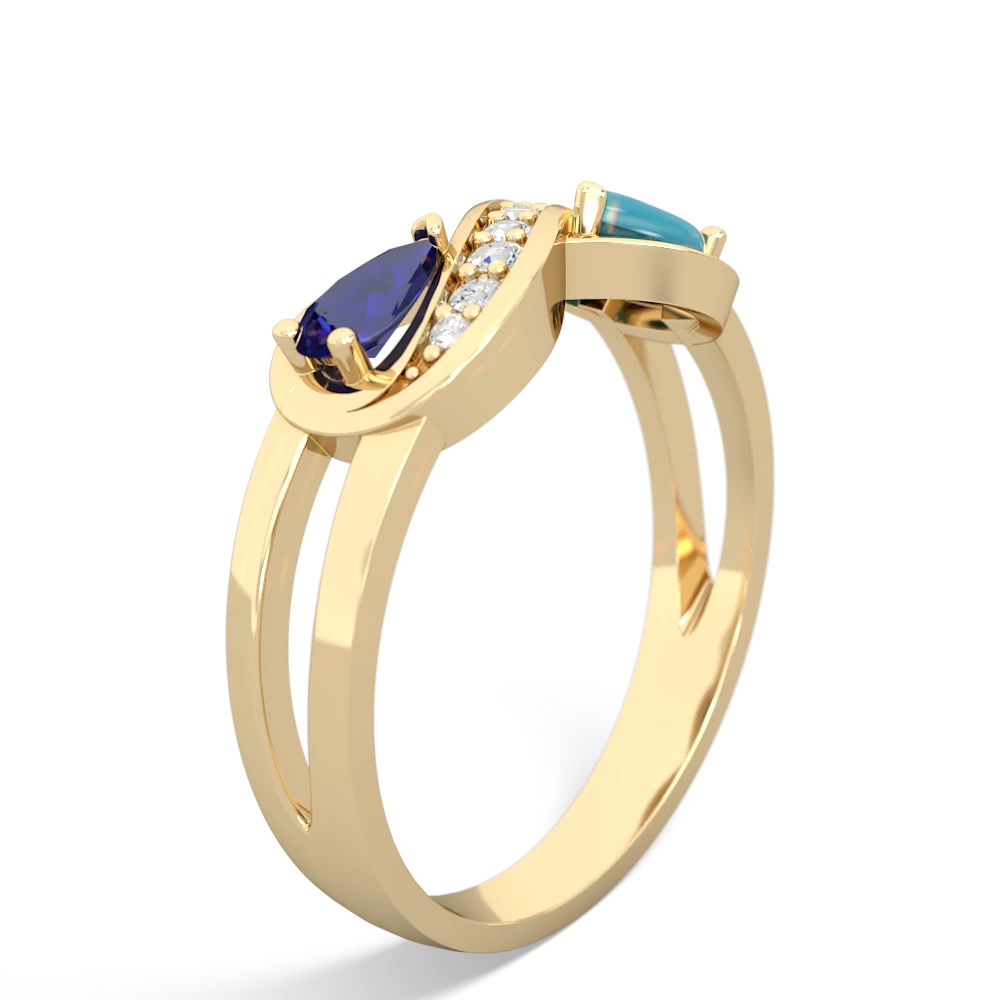 Lab Sapphire Diamond Infinity 14K Yellow Gold ring R5390